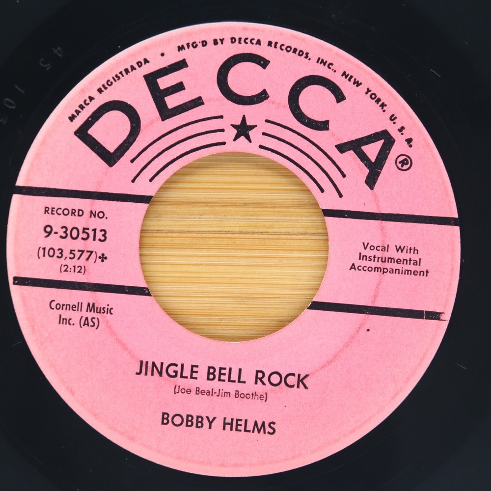 BOBBY HELMS - JINGLE BELL ROCK / CAPTAIN SANTA CLAUS - ROCK POP‎ 45 PROMO DECCA